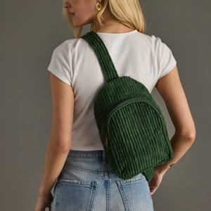 Dark Green Corduroy Sling Bag | Corduroy Sling Bag | Everyday Bag | Western Sling Bag | Boho Bag | Neutral Sling Bag | Dark Green Sling Bag