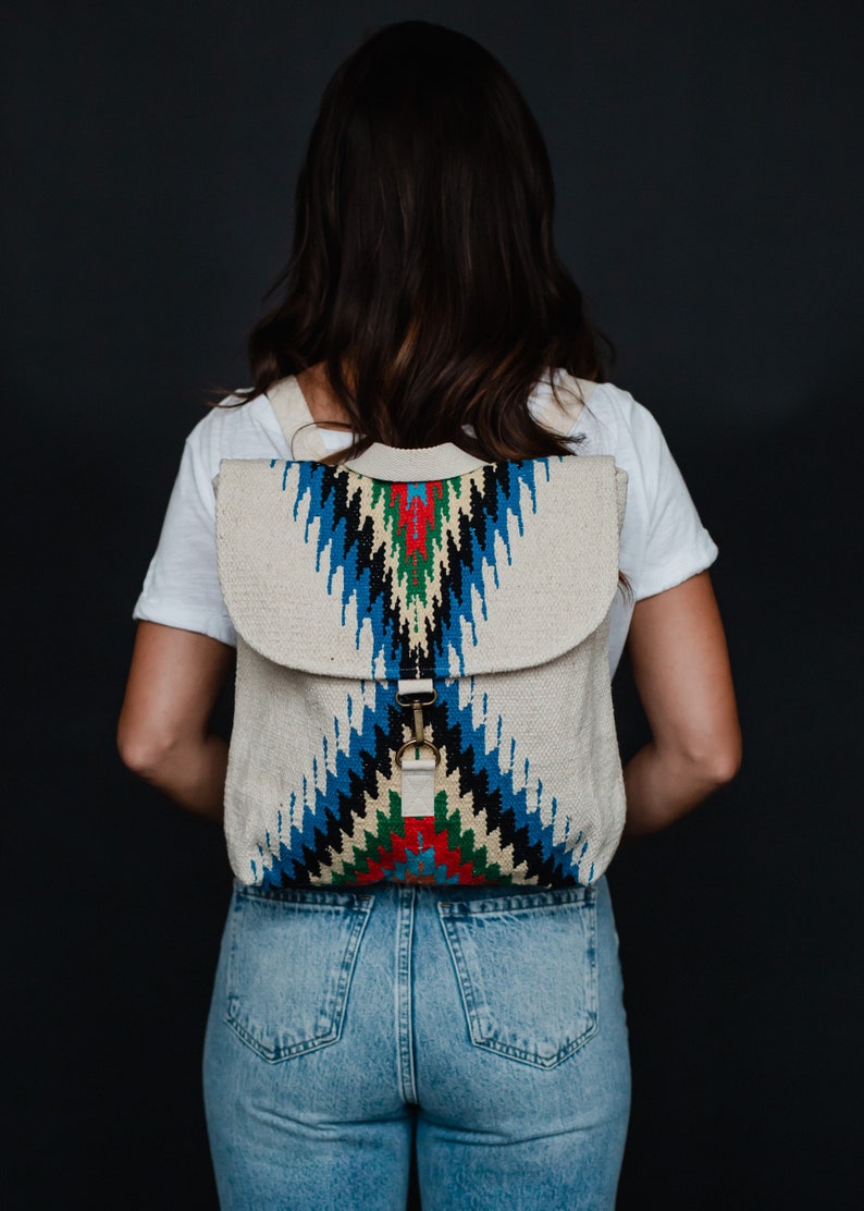 Beige & Multicolored Aztec Backpack | Aztec Inspired Backpack ...