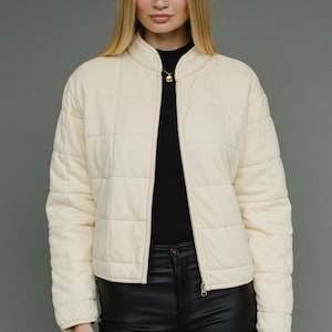Cream Washed Quilted Jacket | Women's Spring Jacket