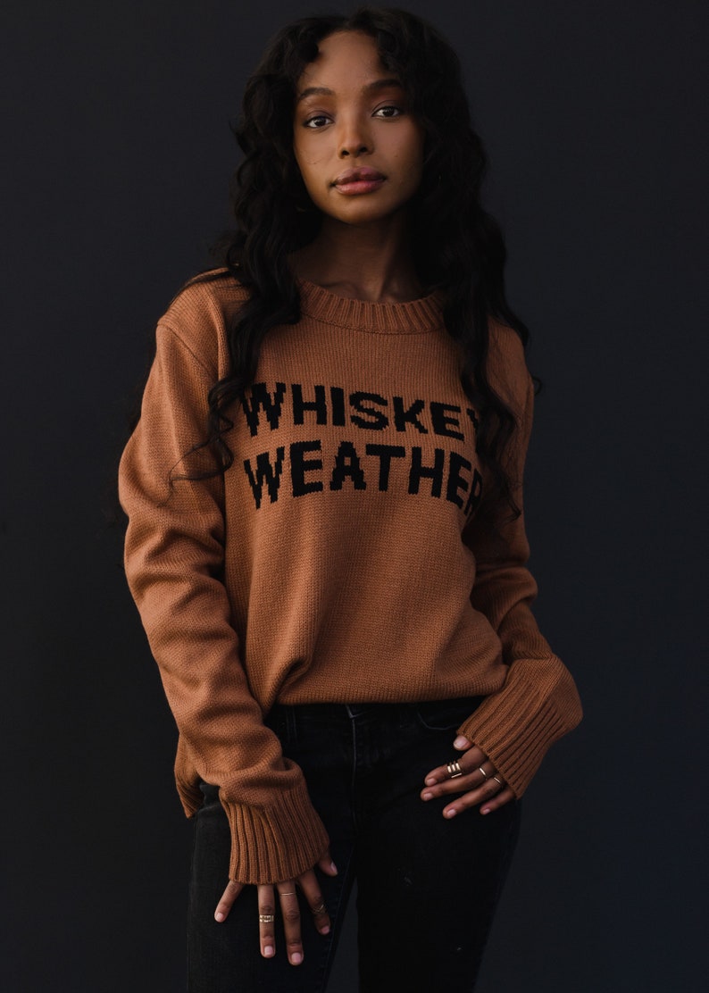 Brown Whiskey Weather Sweater Fall Sweater Whiskey Weather Women's Sweater Fall Sweater Neutral Sweater Winter Sweater image 4