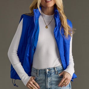 Royal Blue Puffer Vest | Blue Puffer Vest | Outerwear | Women&#39;s Puffer Vest | Fall Vest | Winter Puffer Vest | Colorful Puffer Vest