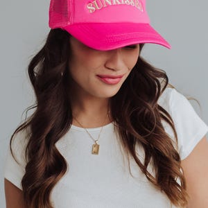 Sunkissed Trucker Hat | Trucker Hat | Spring Hat | Vacation Trucker Hat | Bright Pink Trucker Hat | Colorful Trucker Hat | Pink Trucker Hat