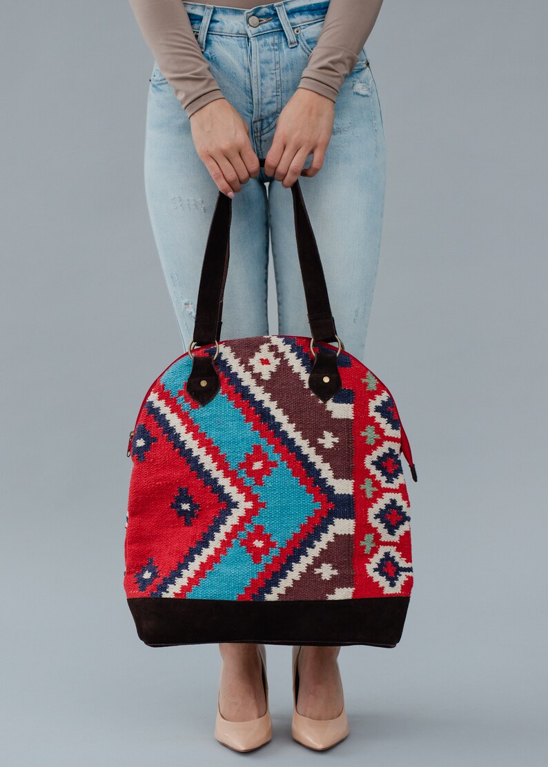 Red & Multicolored Aztec Bag Aztec Inspired Bag Spring Bag Summer Bag Women's Aztec Bag Women's Handbag Women's Purse image 3