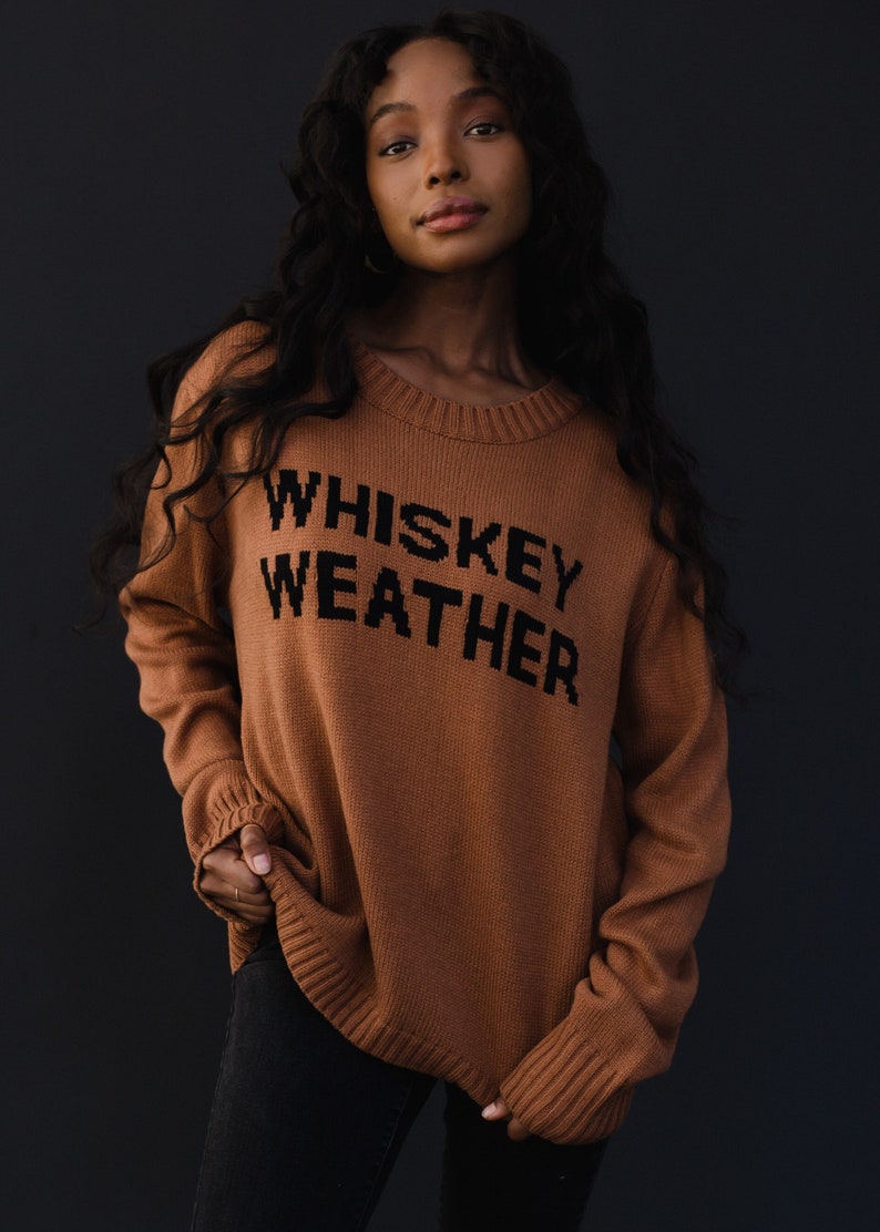 Brown Whiskey Weather Sweater Fall Sweater Whiskey Weather Women's Sweater Fall Sweater Neutral Sweater Winter Sweater image 1