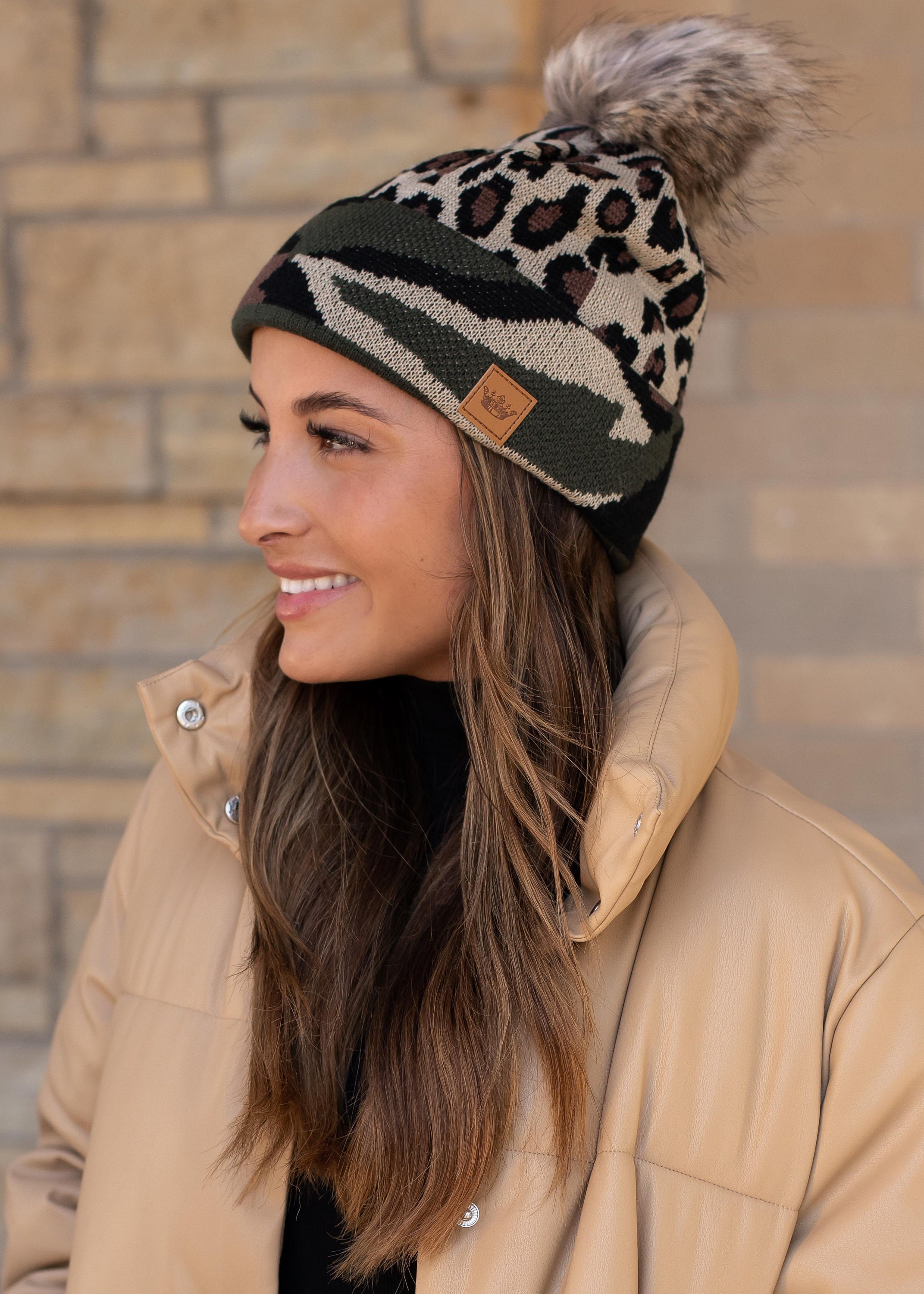 Leopard Pom Beanie Hat - LV – Beauty Bird Vintage