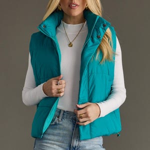 Teal Puffer Vest | Teal Puffer Vest | Outerwear | Women&#39;s Puffer Vest | Fall Vest | Winter Puffer Vest | Colorful Puffer Vest | Winter Vest