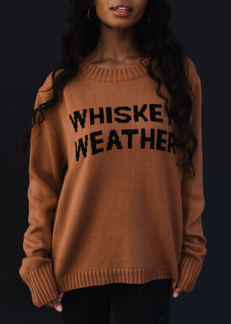 Brown Whiskey Weather Sweater Fall Sweater Whiskey Weather Women's Sweater Fall Sweater Neutral Sweater Winter Sweater image 2