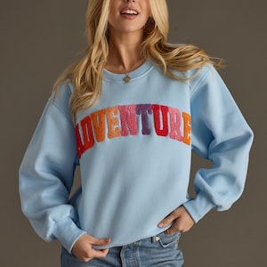 Adventure Sweatshirt | Women&#39;s Sweatshirt | Oversized Sweatshirt | Light Blue Sweatshirt | Vacation Sweatshirt | Spring Sweatshirt