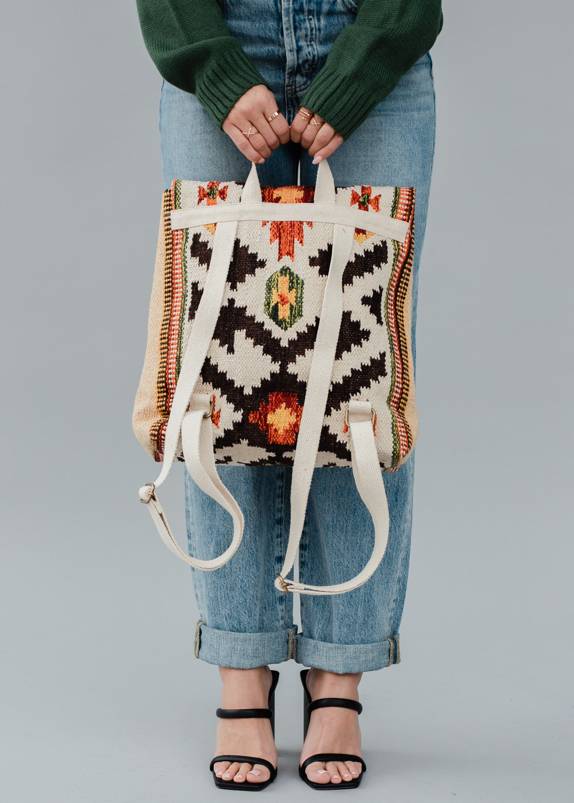Tan Aztec Cotton Backpack | Western-inspired - Etsy