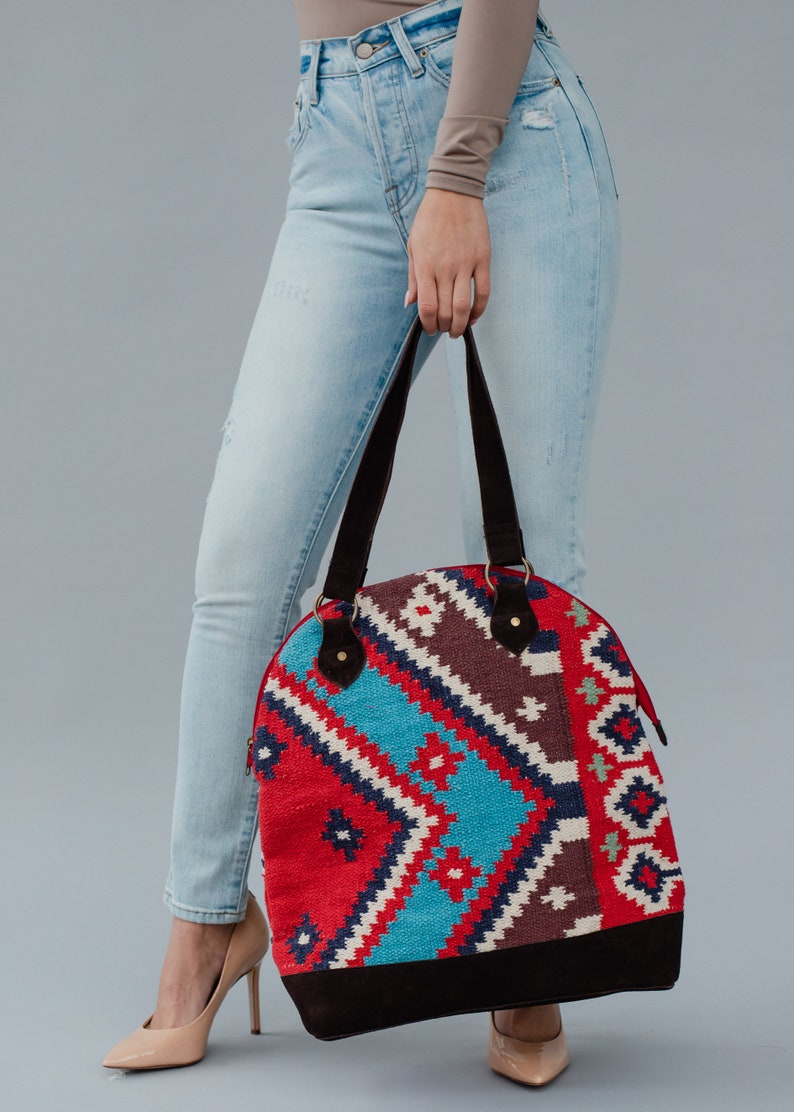 Red & Multicolored Aztec Bag Aztec Inspired Bag Spring Bag Summer Bag Women's Aztec Bag Women's Handbag Women's Purse image 2