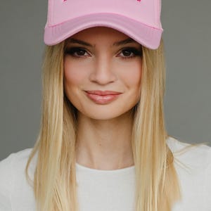 Stop Thinking Start Drinking Trucker Hat | Light Pink Trucker Hat | Funny Hat | Trendy Trucker Hat | Colorful Trucker Hat | Drinking Hat