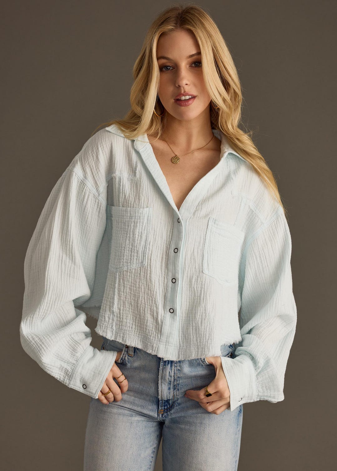 Light Blue Gauze Top main image 0