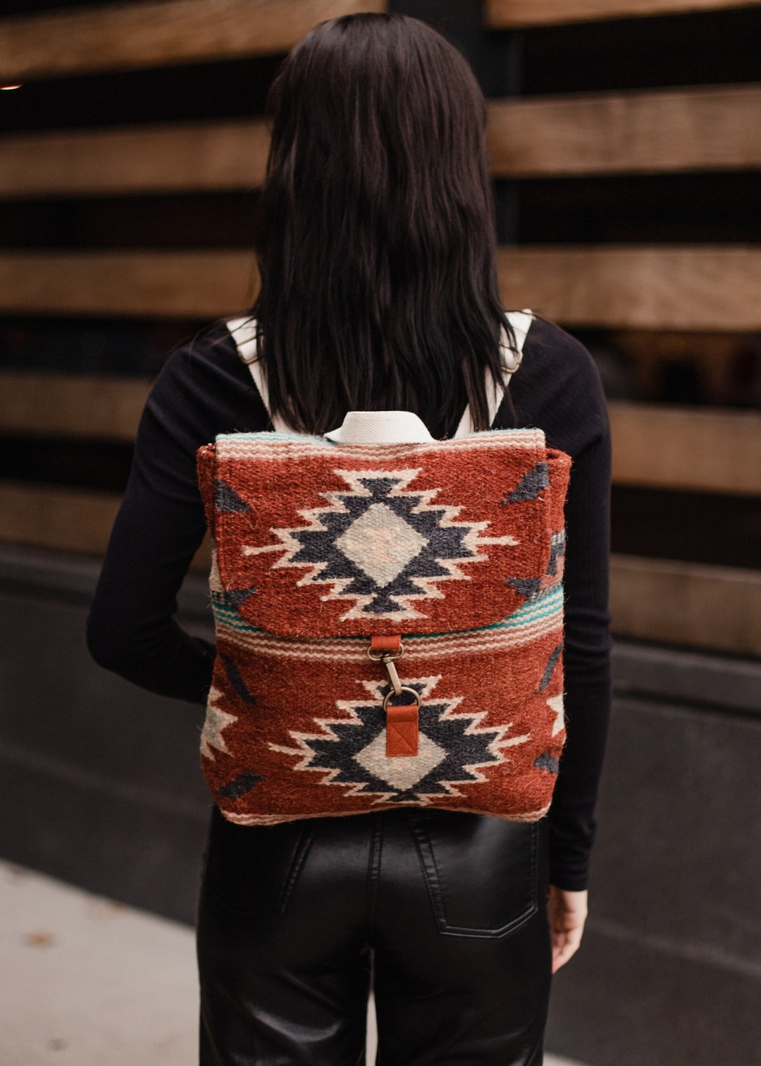 Rust, Brown, Tan & Turquoise Aztec Backpack Aztec Inspired Backpack