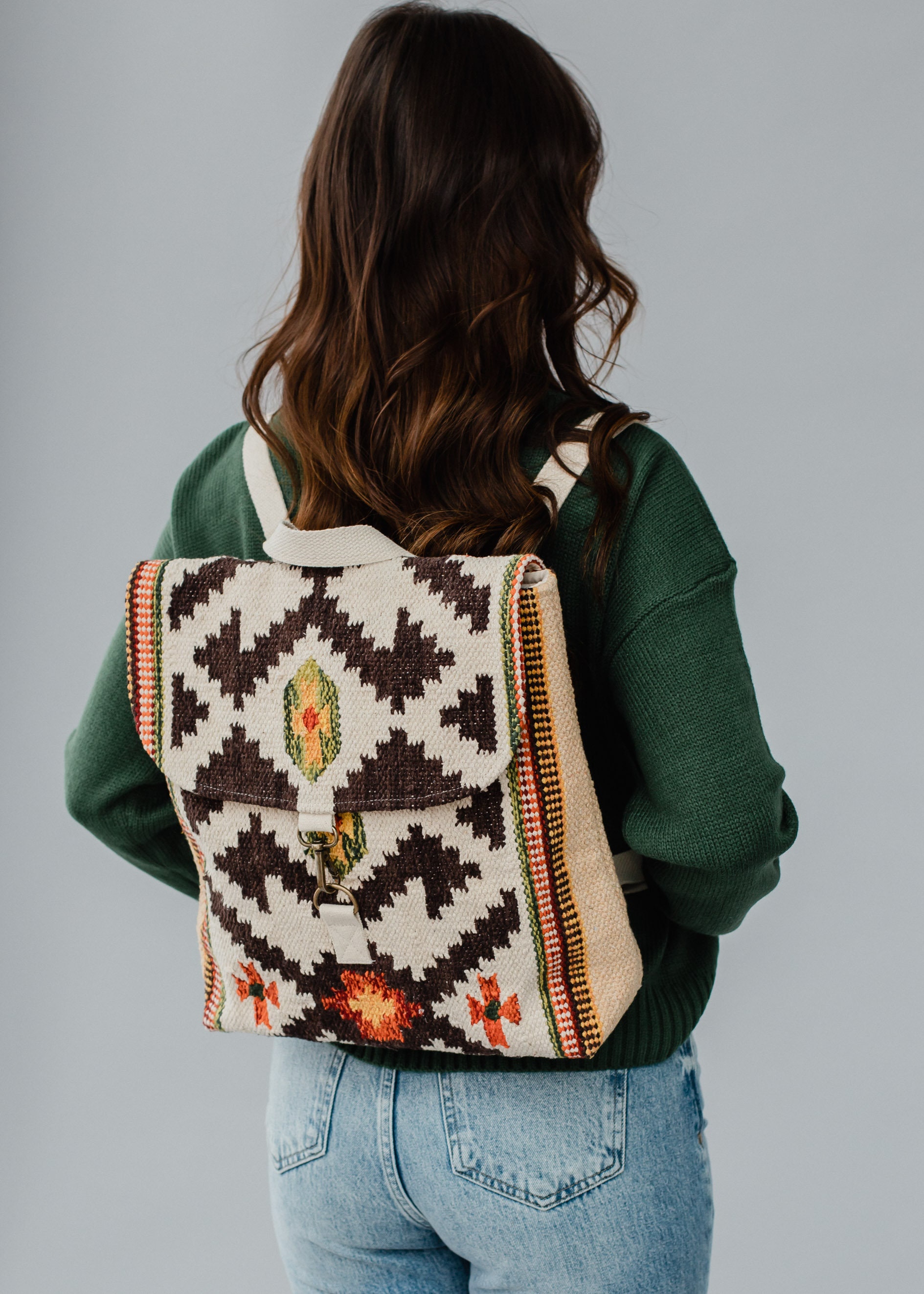 Panache Apparel Co. Tan & Brown Aztec Backpack Tan & Cream Western Backpack | Aztec Inspired Backpack - Etsy main image 2