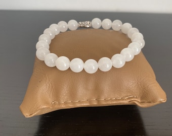 White jade natural semi-precious stone lithotherapy bracelet