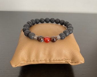 Bracelet pierre de lave/ agate/ cornaline