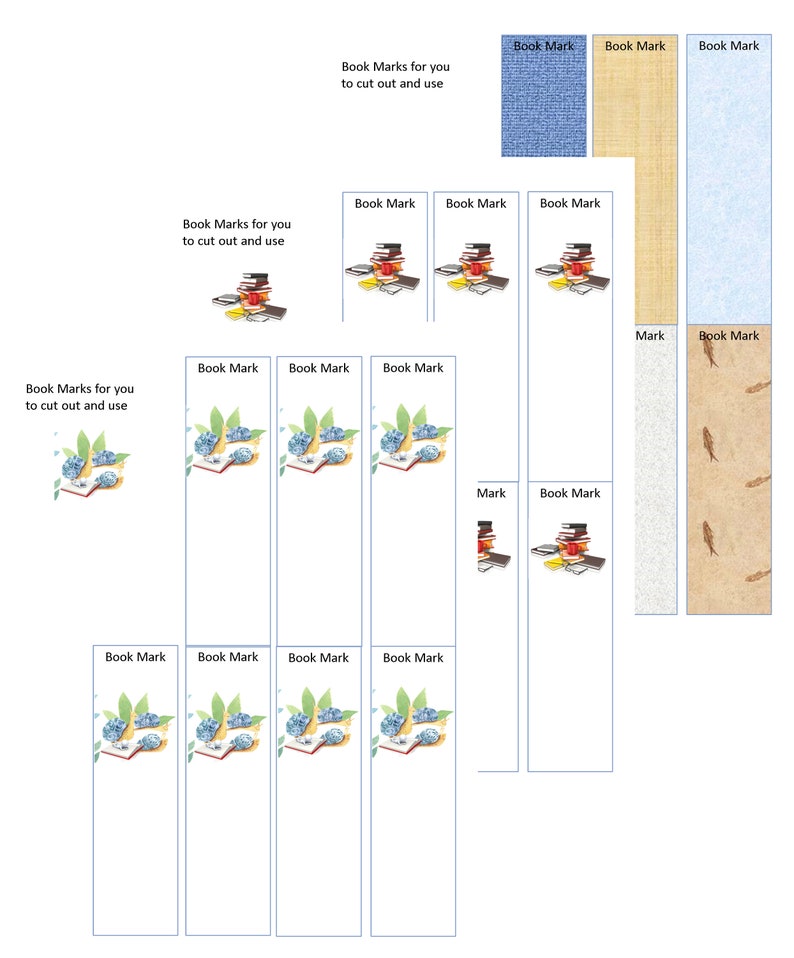 Printable book marks for you to print and cut out.  Keep track of your place in the book with your favorites.