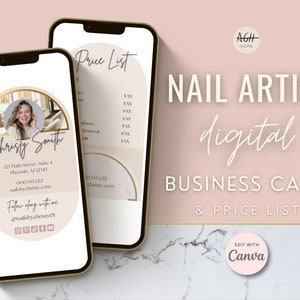 Nail Tech Visitenkarte, Nagelstudio Digitale Visitenkarte, Nagelkünstler Vorlagen, Manikürist Digitale Visitenkartenvorlage, Nagelstudio