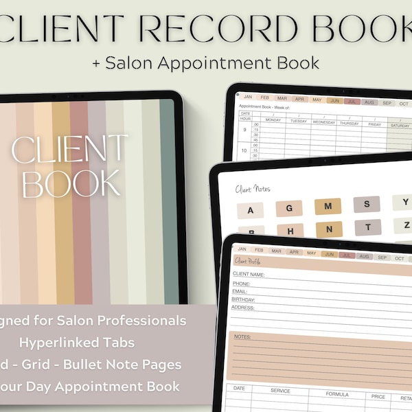 Client Record Book, Digital Client Book, Salon Appointment Book, Client Notes, Goodnotes, iPad, Appointment Planner, Hair Stylist, Nail Tech
