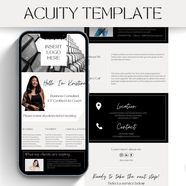 Professional Acuity Scheduling Site Template, Small Business Acuity Booking Site, DIY Acuity Website Template, Coaching Site, Coach