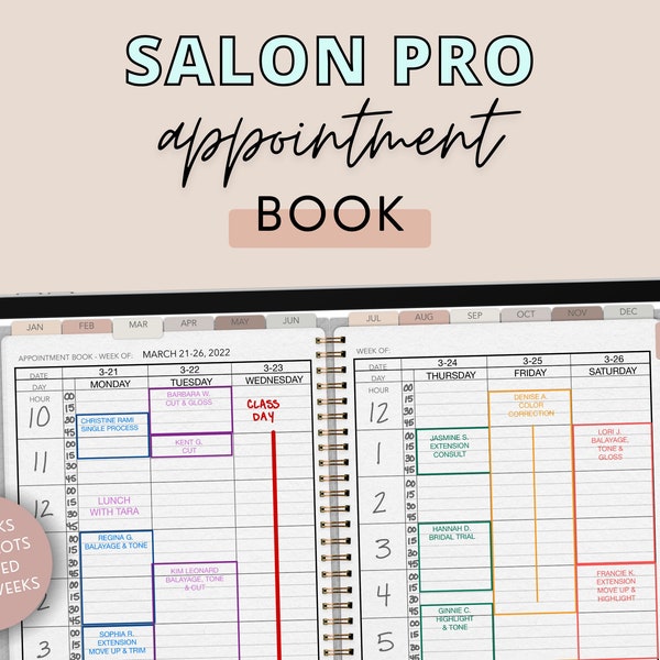 Salon Appointment Book, Digital Appointment Book, Goodnotes, iPad Planner, 15 Minute, Appointment Planner, Appt, Hair Stylist, Nail Tech