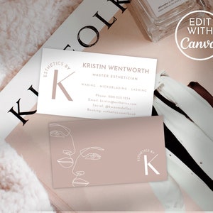 Esthetician Business Card, Card Template, Esthetician Forms, Salon Marketing, Minimalist, Beauty Salon Business Card, Waxing Business Cards