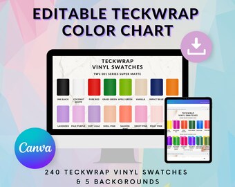 Editable Vinyl Color Chart | Etsy