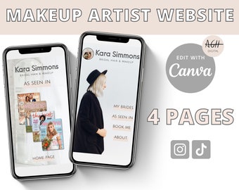 Makeup Artist Website Template, Instagram Link in Bio, Bridal Hair & Makeup Artist, Landing Page, Link in Bio Webpage Template, Bio Links