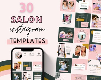 30 Beauty Salon Instagram Templates, Canva Template, Instagram Posts, Beauty, Social Media, Lash, Nail Tech, Hair Stylist, Salon Suite, IG