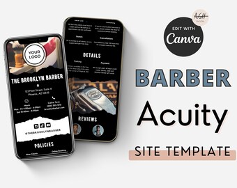 Barber Acuity Scheduling Site Template, Barber Shop Acuity Booking Site, Groomer DIY Acuity Website Template, Barbershop Scheduling Page