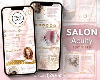 Blush and Gold Acuity Website Template, Hairstylist Acuity Template, DIY Acuity Website Template, Canva Template Scheduling