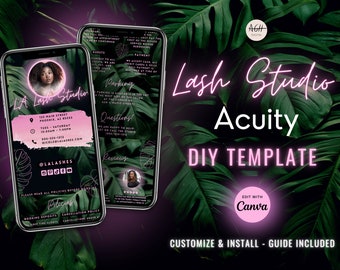 Tropische Blätter Lash Tech Acuity Scheduling Site Template, Esthetician Acuity Buchungsseite, Lash Artist DIY Acuity Website, Lash Studio