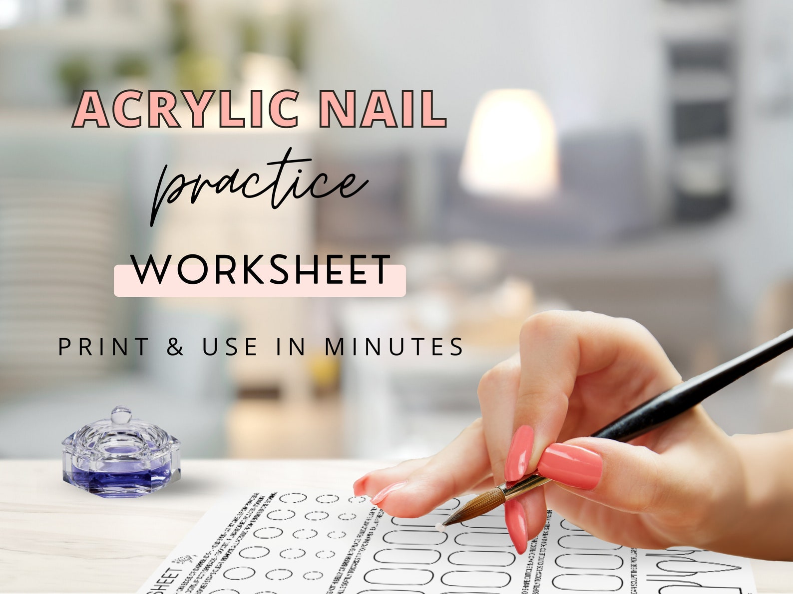 Acrylic Practice Sheet, Nail Liquid & Powder Workbook, Acrylic Mix