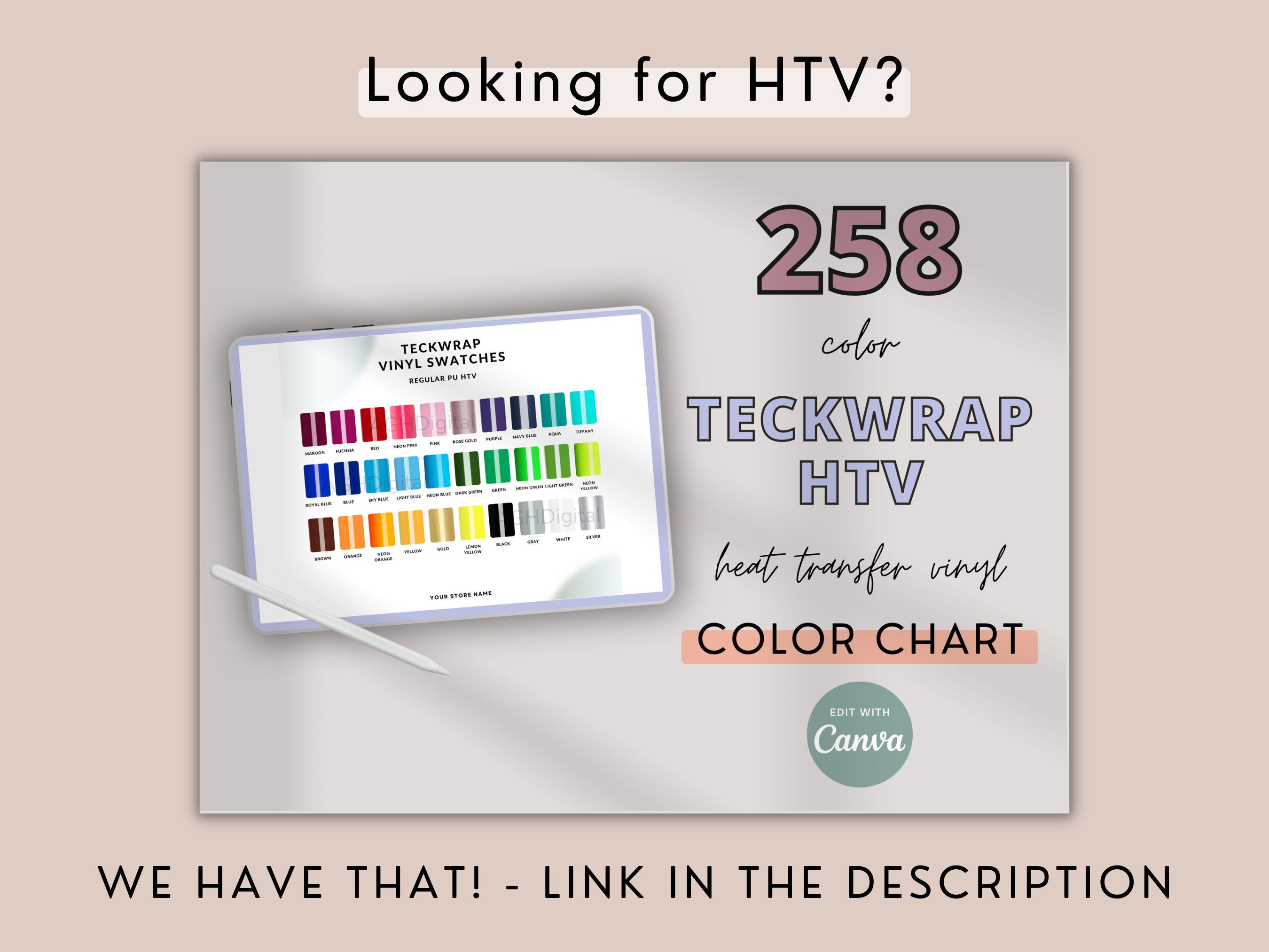 UPDATED 11/22 Teckwrap Color Chart, Teckwrap Vinyl Color Chart, Canva  Template, Silhouette, Cricut, Color Sample, Vinyl Color Swatches 