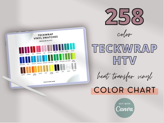 UPDATED Teckwrap HTV Color Chart, Heat Transfer Vinyl Color Chart, Canva,  Color Samples, Vinyl Swatches, Tekwrap, Printable, Editable 