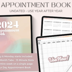 Appointment Book, Undated Digital Appt Book, Salon Appointment Book, Goodnotes, iPad, Appointment Planner, Hair Stylist, Nail Tech, Use Now