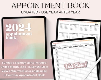 Appointment Book, Undated Digital Appt Book, Salon Appointment Book, Goodnotes, iPad, Appointment Planner, Hair Stylist, Nail Tech, Use Now