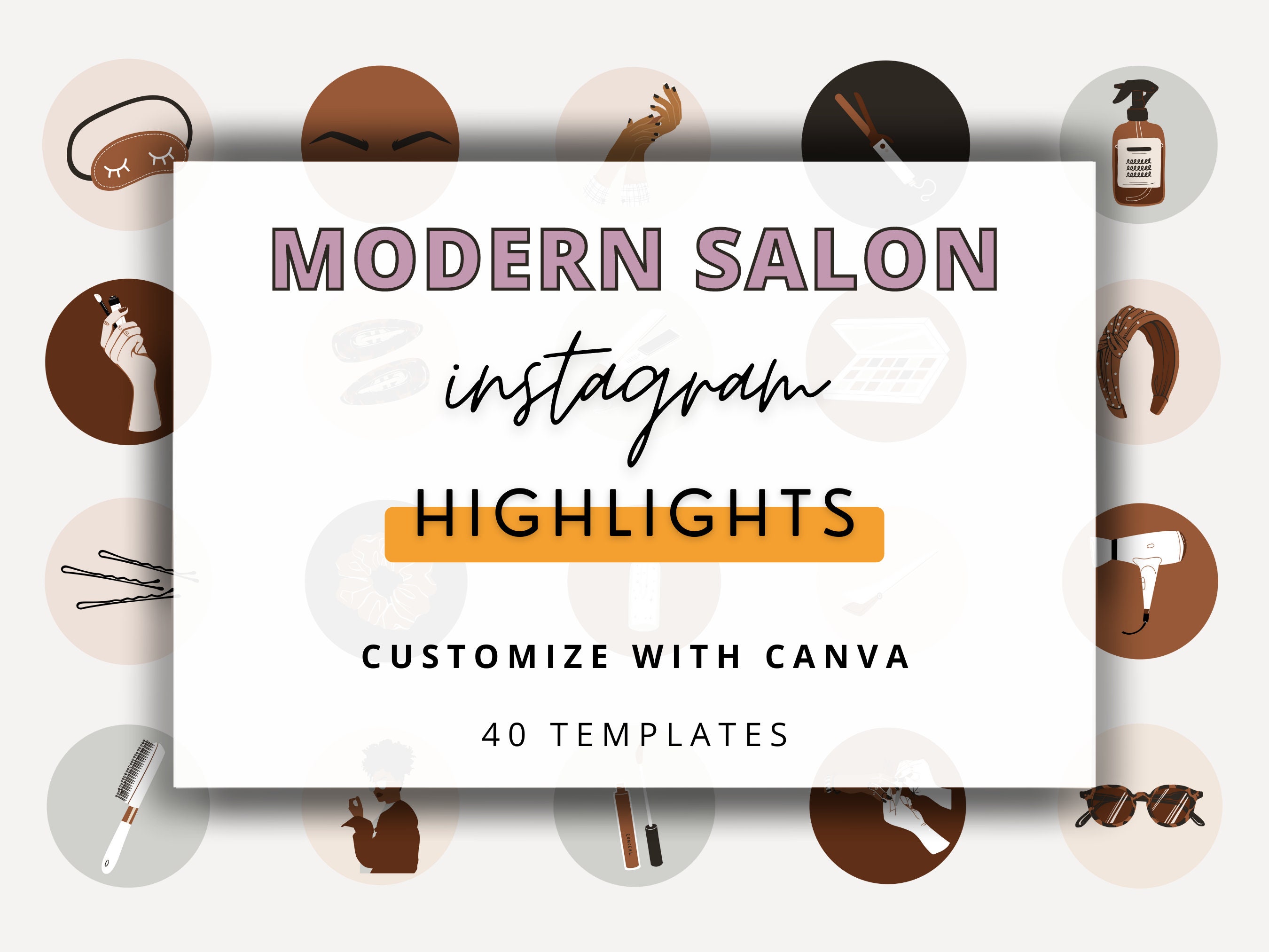 40 Modern Beauty Instagram Highlight Covers, Canva, Editable, Custom, Social Media, Blogger, Makeup, Hair, Salon, Influencer, Templates, New
