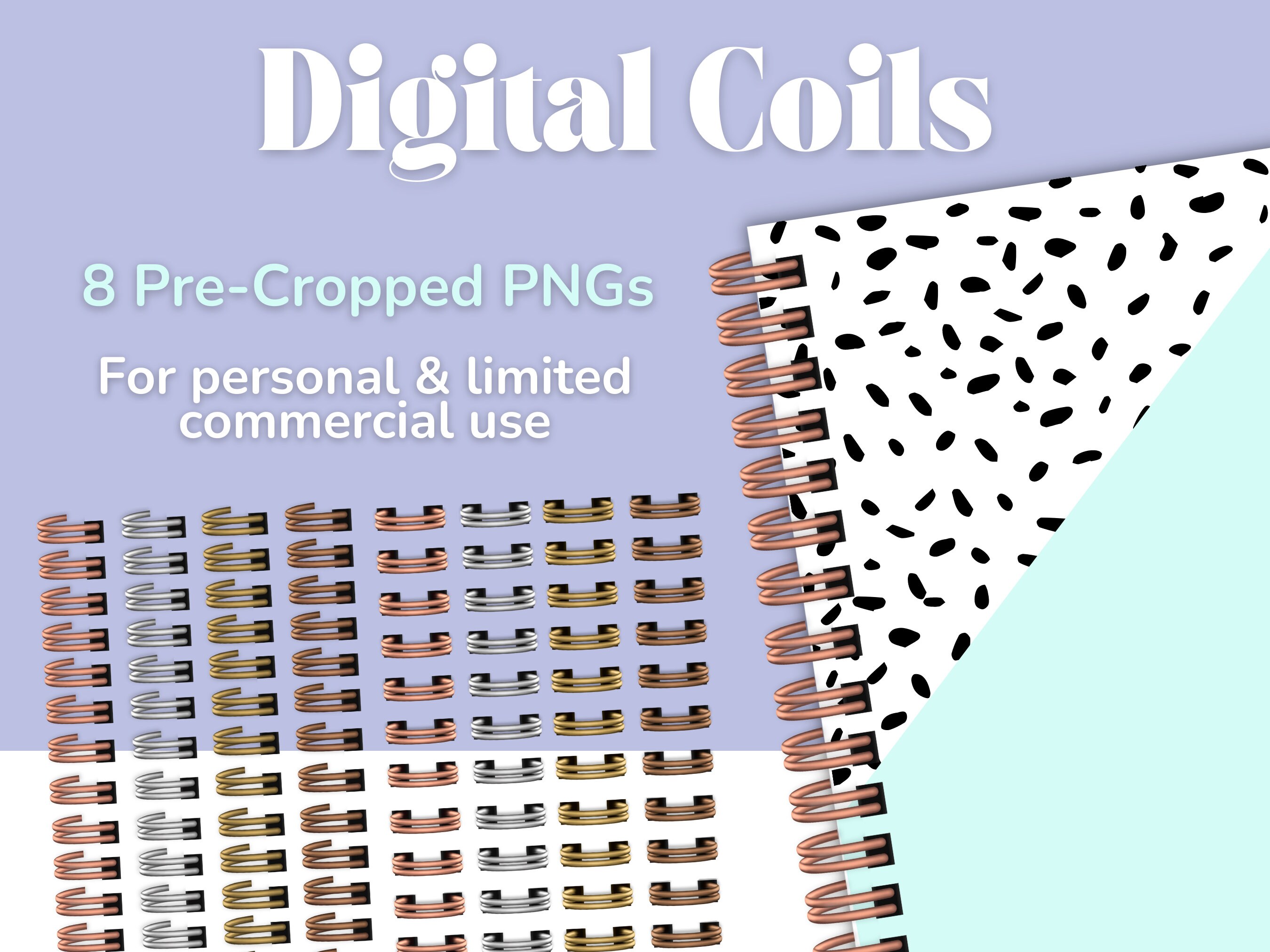 Realistic Digital Planner Coils Spirals Metallic Gold Etsy