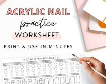 Acrylic Practice Sheet, Nail Liquid & Powder Workbook, Acrylic Mix Ratio Sculpting Worksheet, Nail Tech Practice, Printable Nail Tools