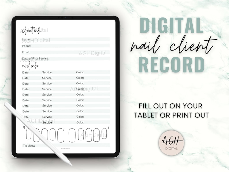 Nail Client Profile Nail Salon Business Forms Nail Mapping Etsy