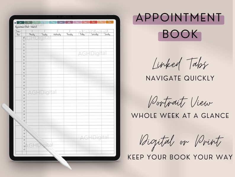 Digital appointment book salon appointment book goodnotes etsy