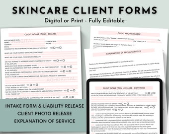 Kosmetikerin-Formulare, Kosmetikerin-Einwilligungsformulare, Kundenaufnahmeformular, Kundenfragebogen, Fotofreigabe, bearbeitbare digitale Formulare, Haftung