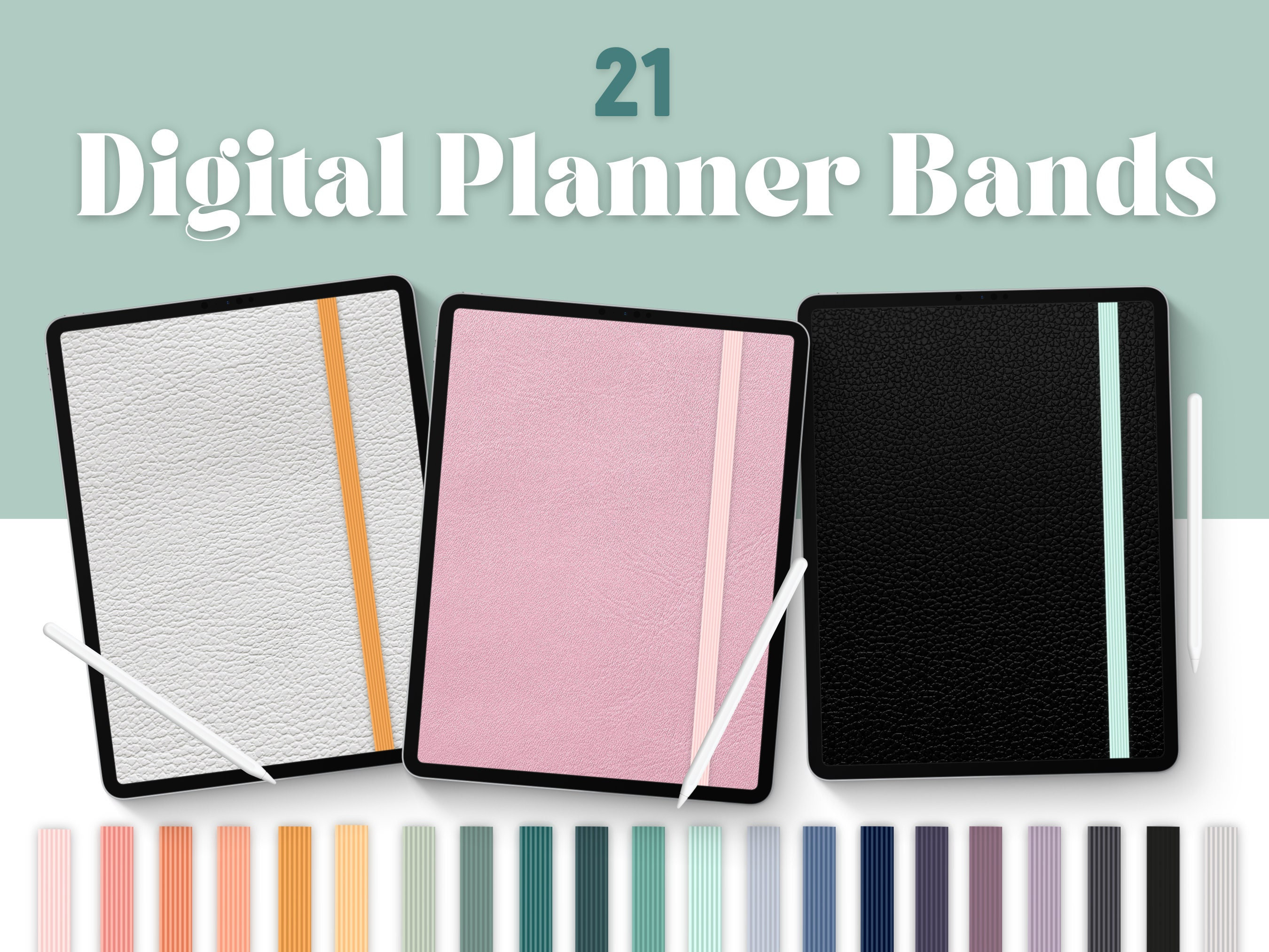 Digital Elastic Bands, Planner Bands, Bookmark, Journal Band, Book