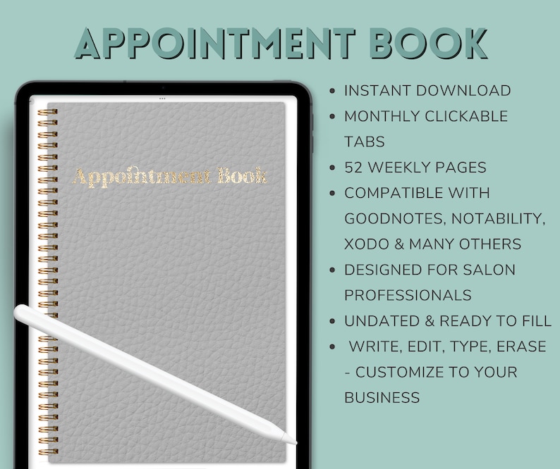 Salon Appointment Book Digital Appointment Book Goodnotes Etsy