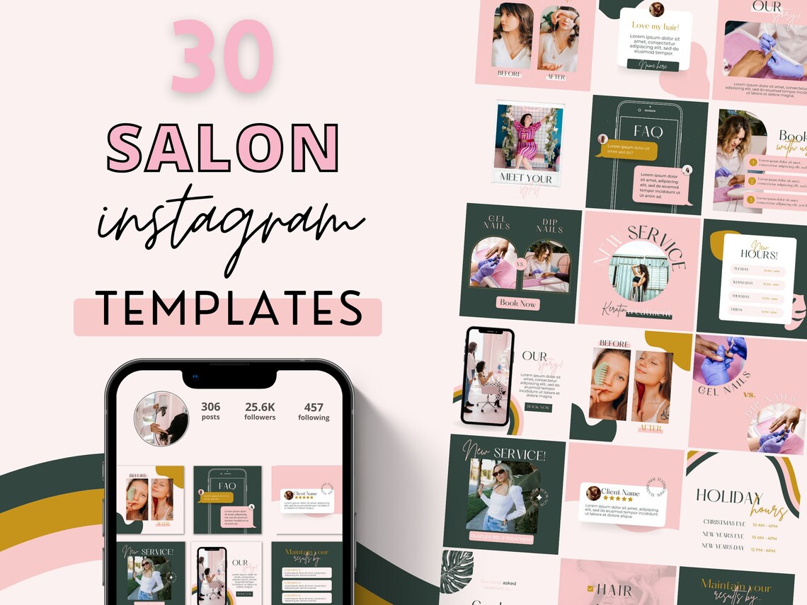 30 Beauty Salon Instagram Templates, Canva Template, Instagram Posts ...