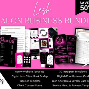 Lash Salon Business Vorlagen, Lash Client Notes Karte, Acuity Vorlage, Instagram Posts, Terminbuch, Preisliste, Visitenkarte, Bundle