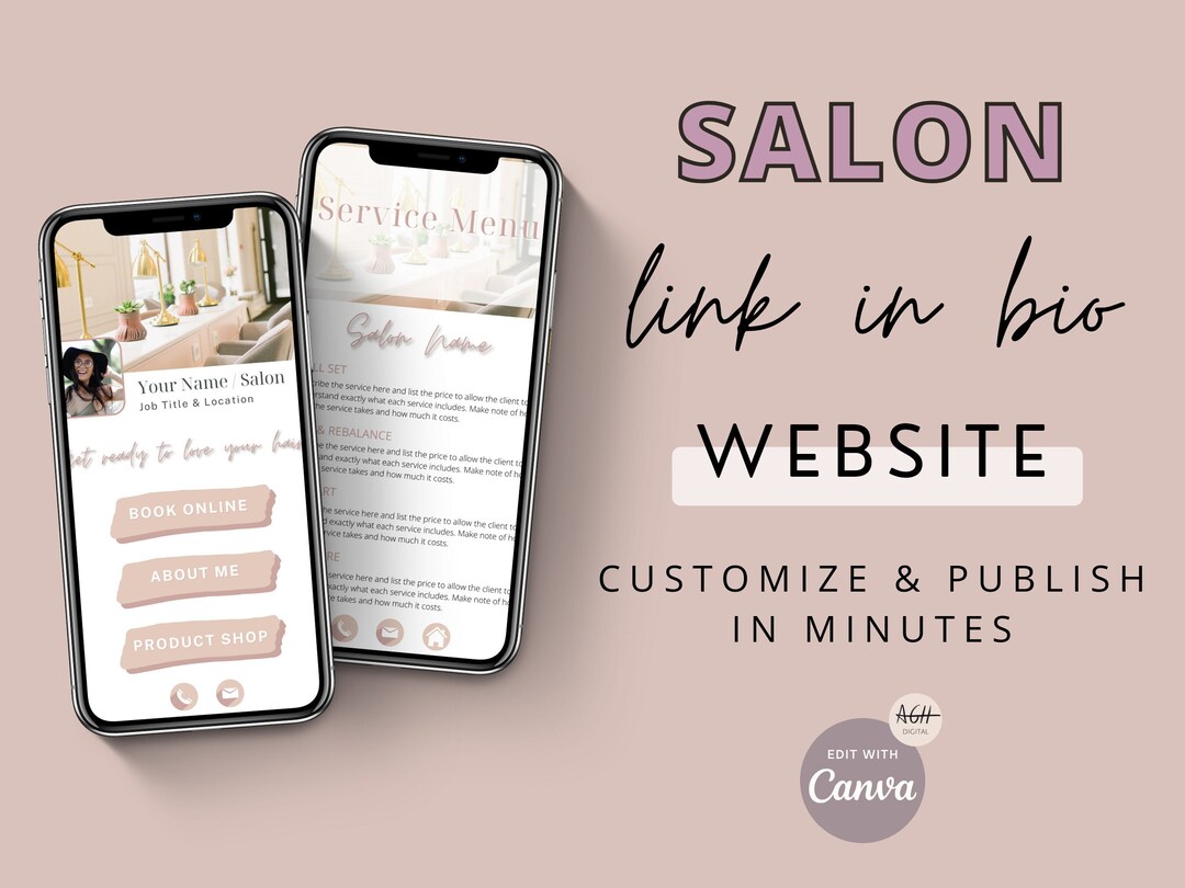 Buy Instagram Link in Bio, Salon Landing Page, Insta Bio, Link in Bio  Webpage Template, IG Bio Link, Instagram Website, Hair Stylist, Nail Tech  Online