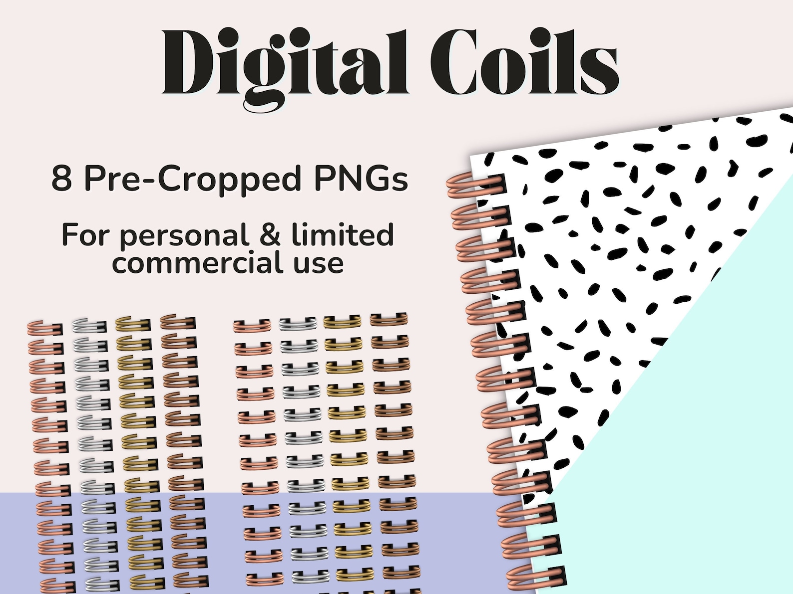 Realistic Digital Planner Coils Spirals Metallic Gold Etsy