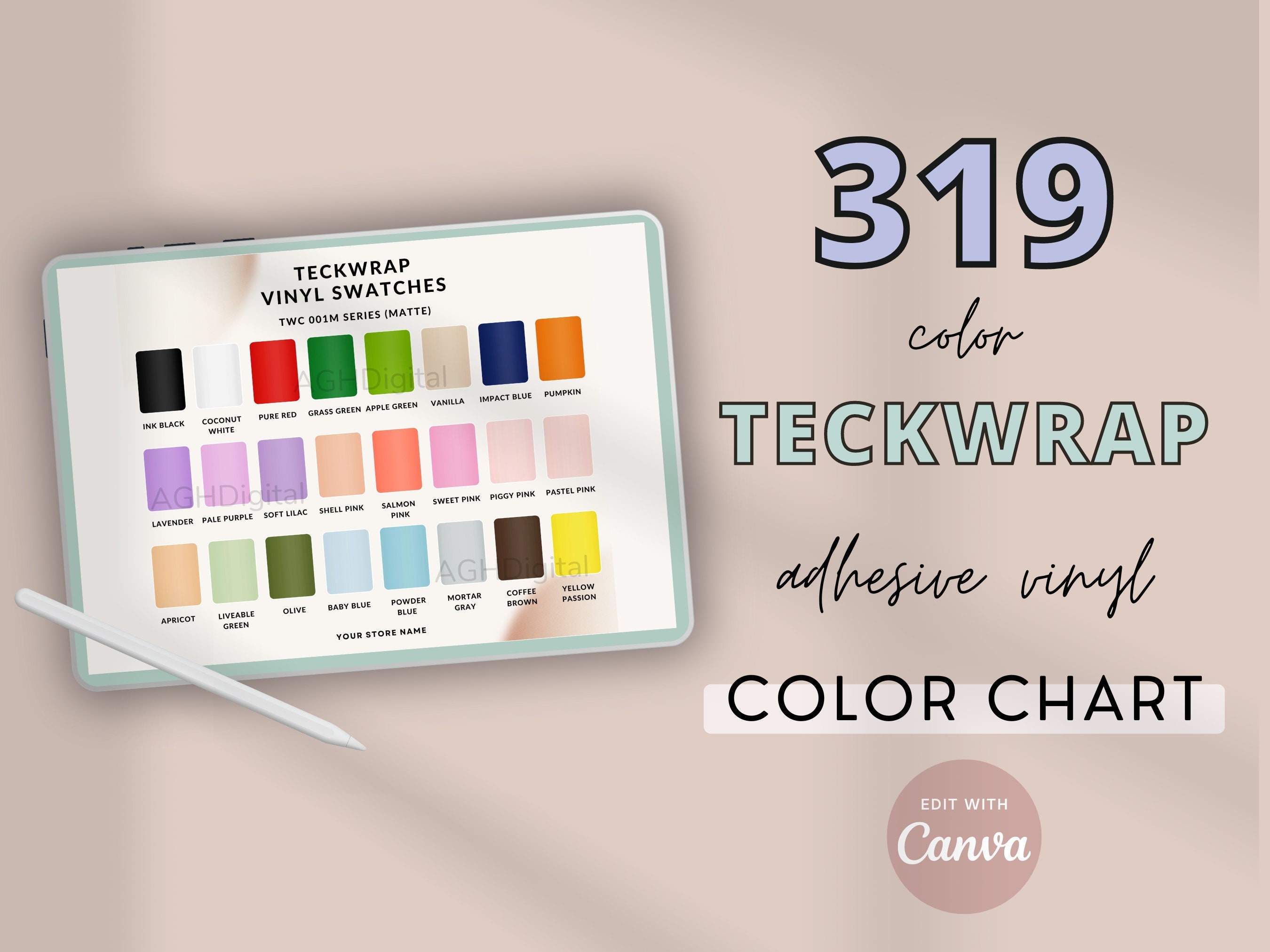 Editable Cricut HTV Color Chart Template, Vinyl Colors Mockup, Vinyl Color  Chart, Cricut Color Swatches, Colour Chart, Heat Transfer Vinyl 